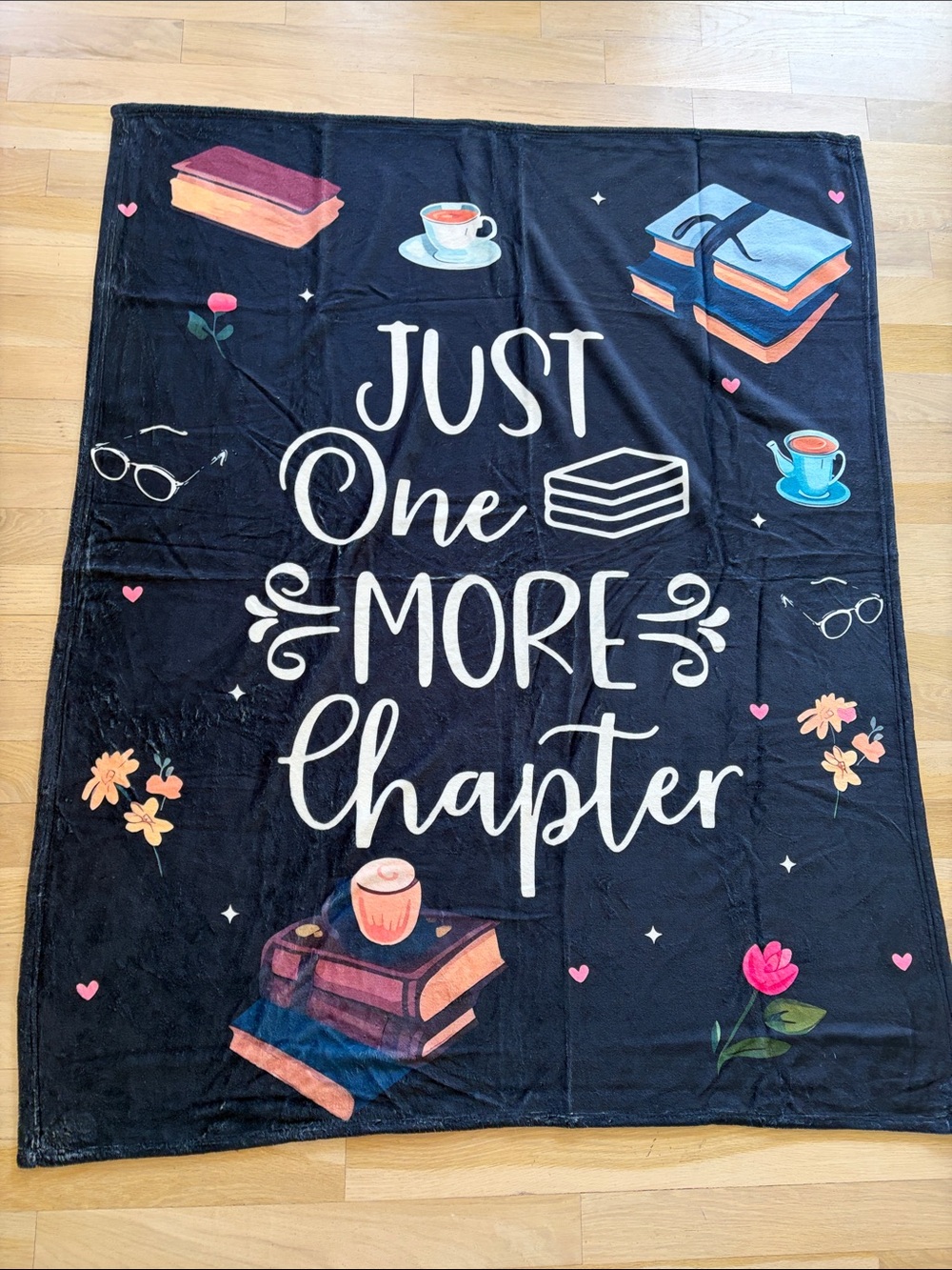 Just One More Chapter Black Reading Throw Blanket